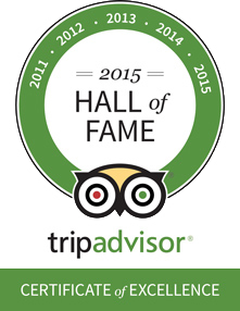 Hall of Fame - Tripadvisor Certificate of Excellence 2015